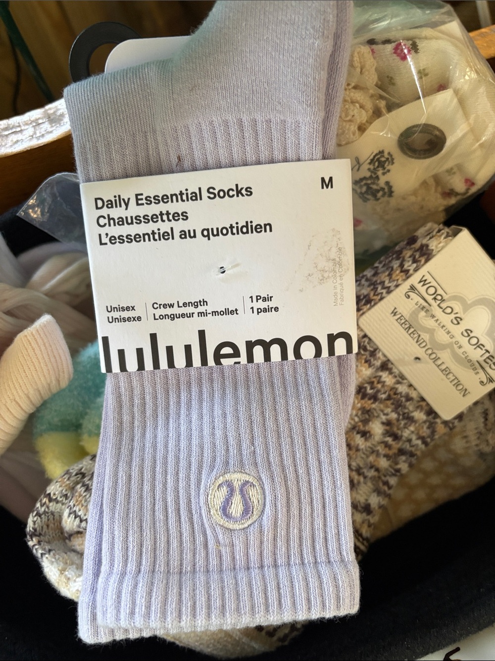 lululemon athletica Light Lavender Ribbed Crew Socks